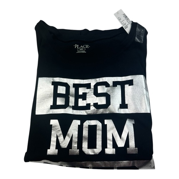 Children’s Place Best Mom Ever Short Sleeve Shirt Black Silver Size M - Picture 8 of 10